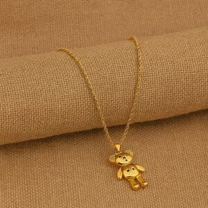 18K Gold Filled Teddy Bear Pendant Necklace.